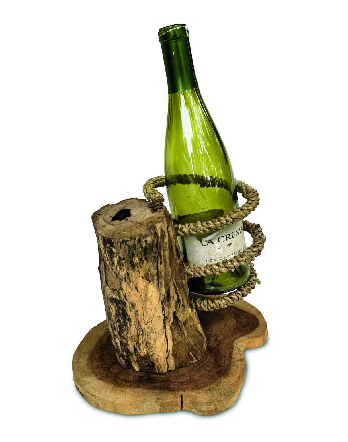 Driftwood & Rope Wine Holder Standing