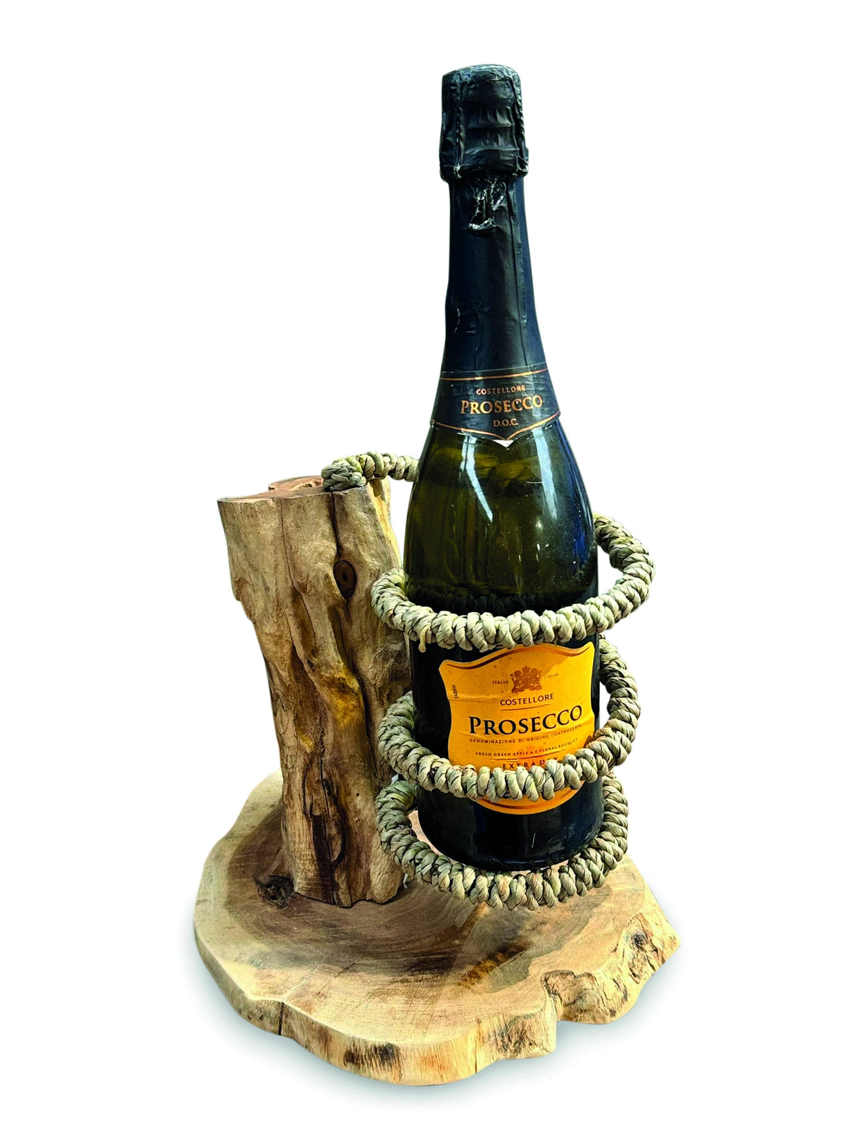 Driftwood & Rope Wine Holder Standing