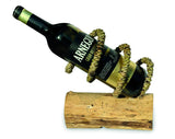 Driftwood & Rope Wine Holder Tilted