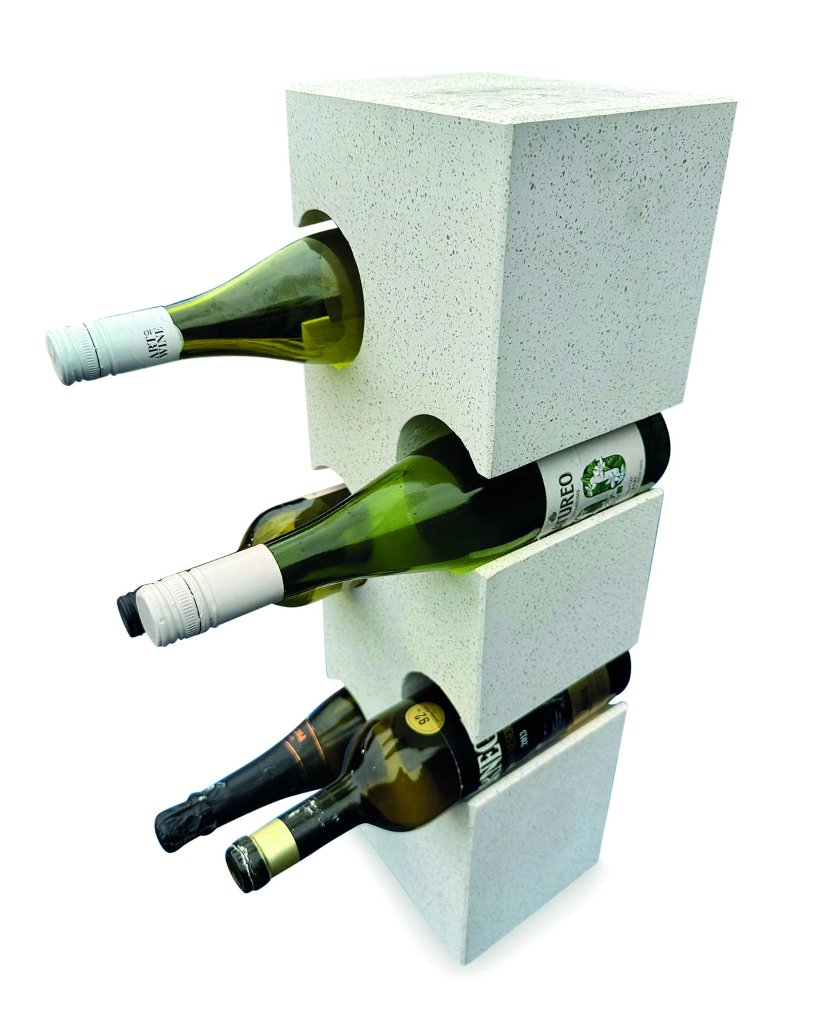 White Terrazzo Stone Cube Wine Rack 60cm