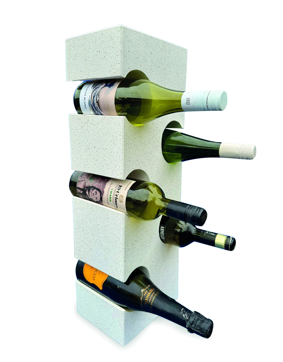 White Terrazzo Stone Cube Wine Rack 60cm