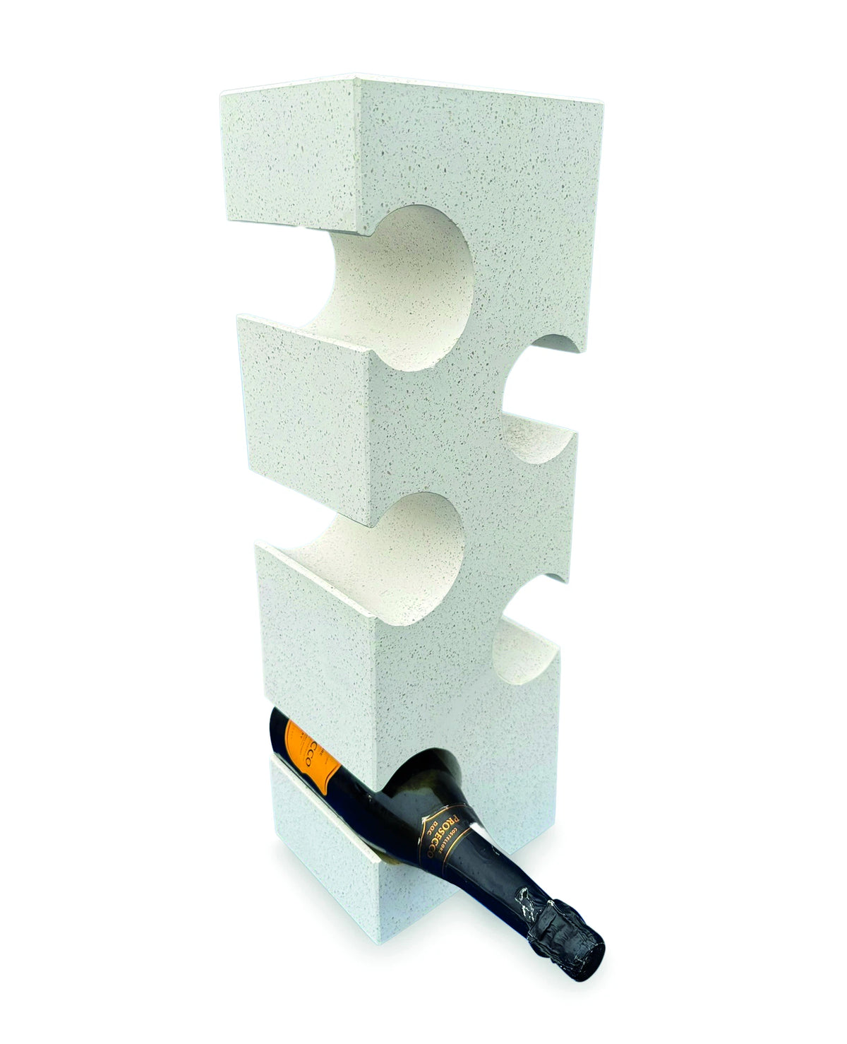 White Terrazzo Stone Cube Wine Rack 60cm