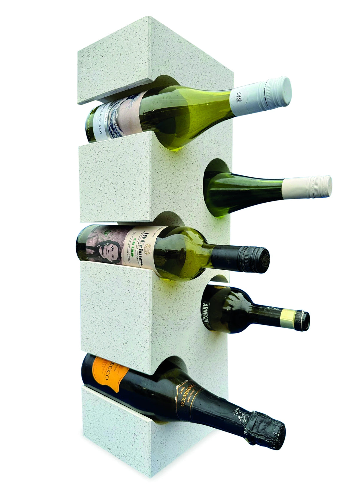 White Terrazzo Stone Cube Wine Rack 60cm
