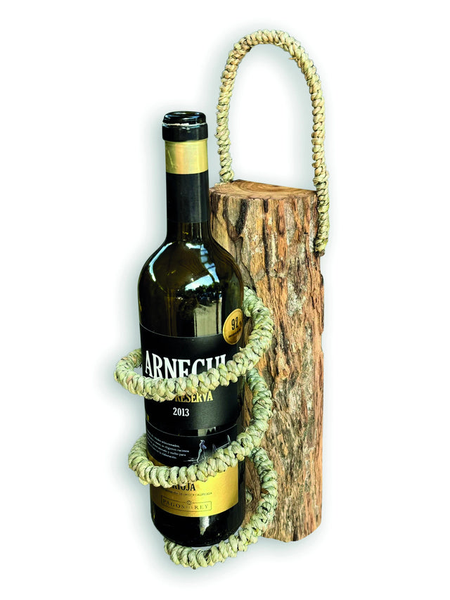 Driftwood & Rope Wine Holder Wall Hanging