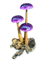 Amethyst Purple 3 Mushroom Sculpture 16cm