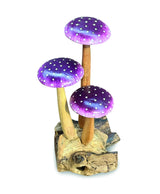 Amethyst Purple 3 Mushroom Sculpture 16cm