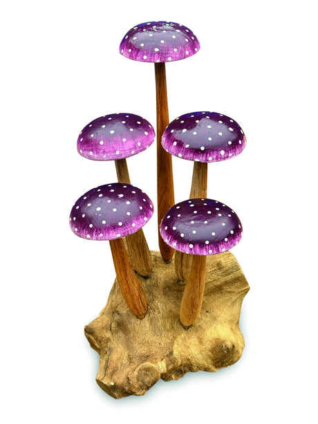 Amethyst Purple 5 Mushroom Sculpture 16cm