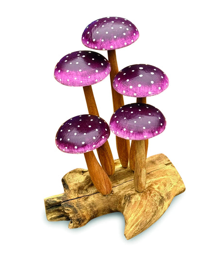Amethyst Purple 5 Mushroom Sculpture 16cm