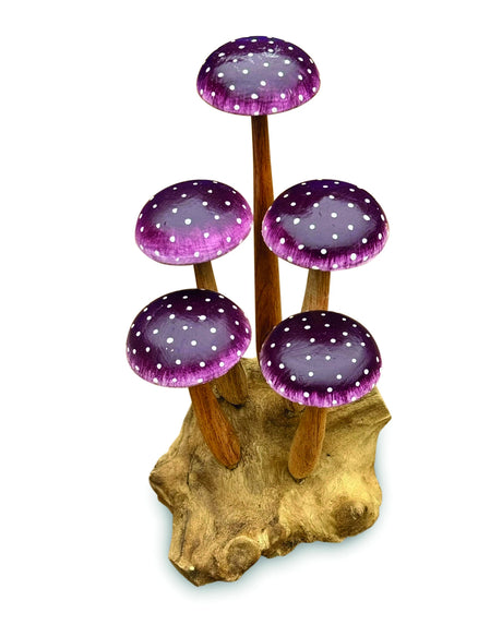 Amethyst Purple 5 Mushroom Sculpture 16cm