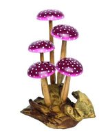 Amethyst Purple 5 Mushroom Sculpture 16cm