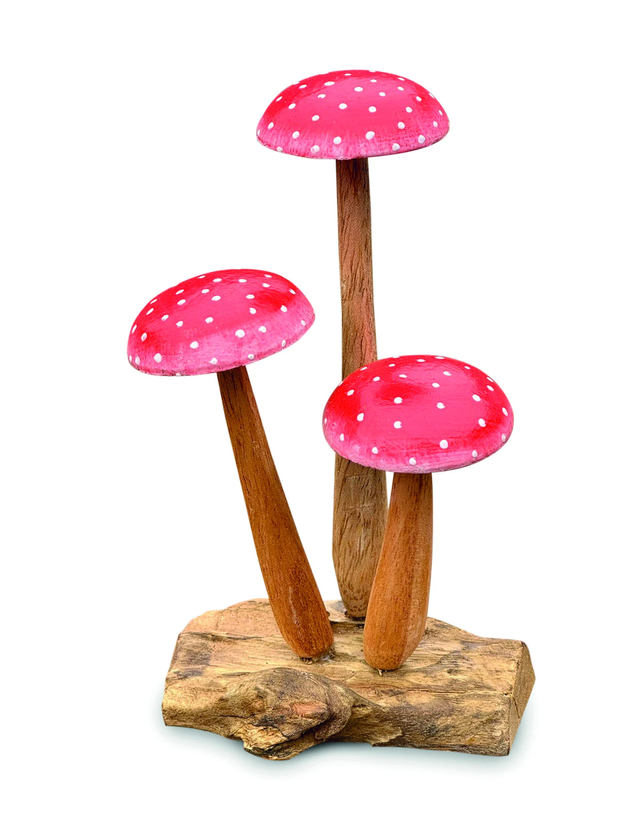 FLY AGARIC RED/WHITE 3 MUSHROOM SCULPTURE 16cm.