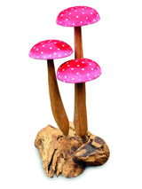 FLY AGARIC RED/WHITE 3 MUSHROOM SCULPTURE 16cm.