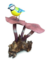 Blue Tit On Mushroom Sculpture 26cm