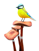 Blue Tit On Mushroom Sculpture 26cm