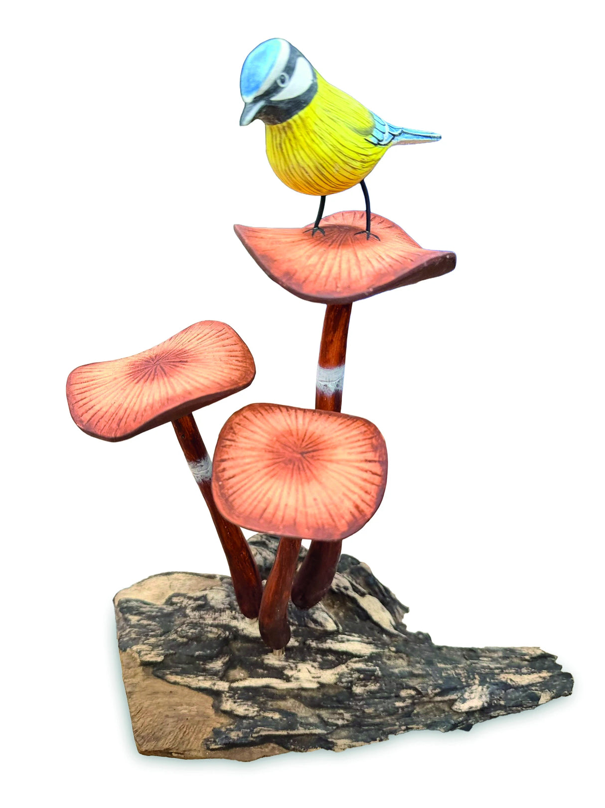 Blue Tit On Mushroom Sculpture 26cm