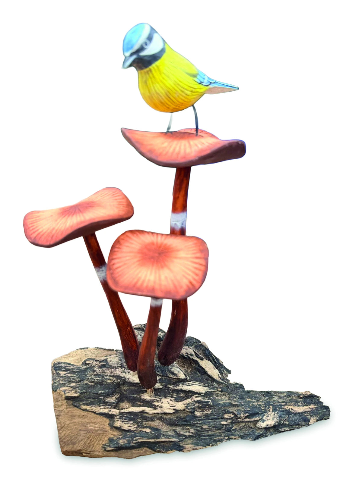 Blue Tit On Mushroom Sculpture 26cm