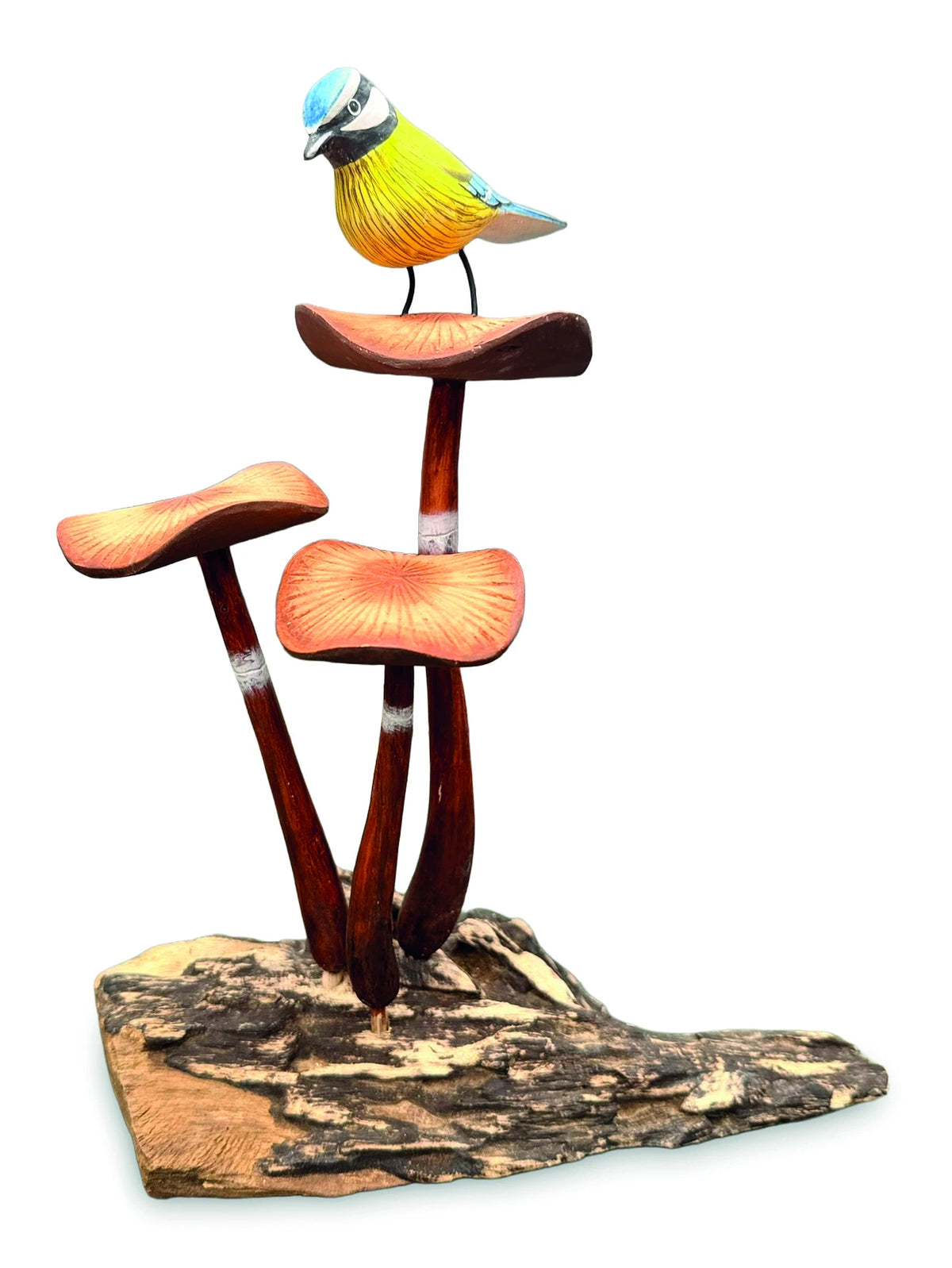 Blue Tit On Mushroom Sculpture 26cm