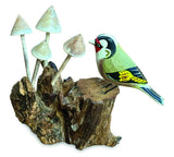 Goldfinch With Mushrooms Sculpture 18cm