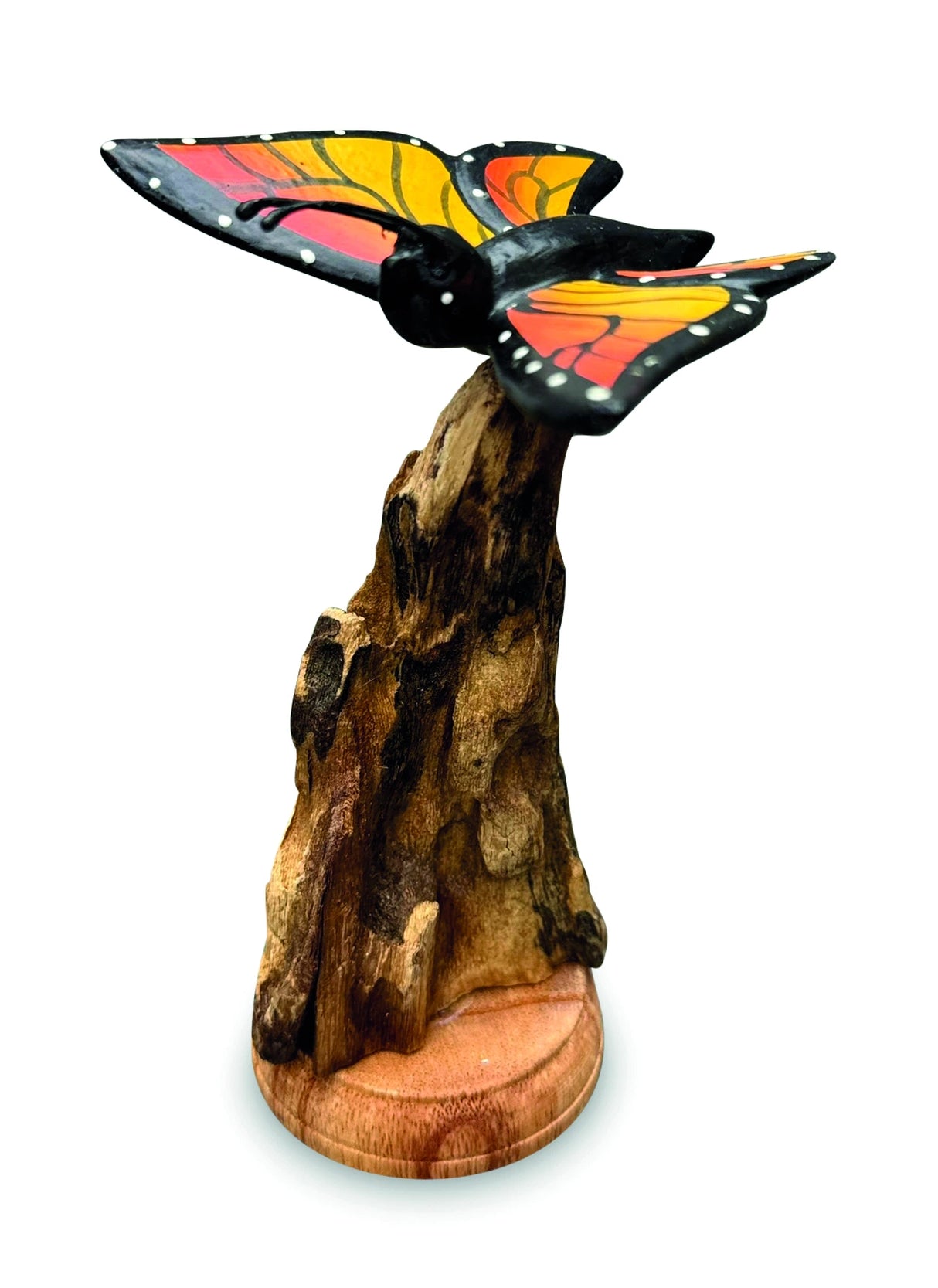 Single Monarch Butterfly On Driftwood H12cm