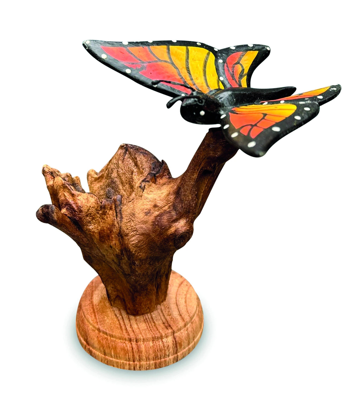 Single Monarch Butterfly On Driftwood H12cm