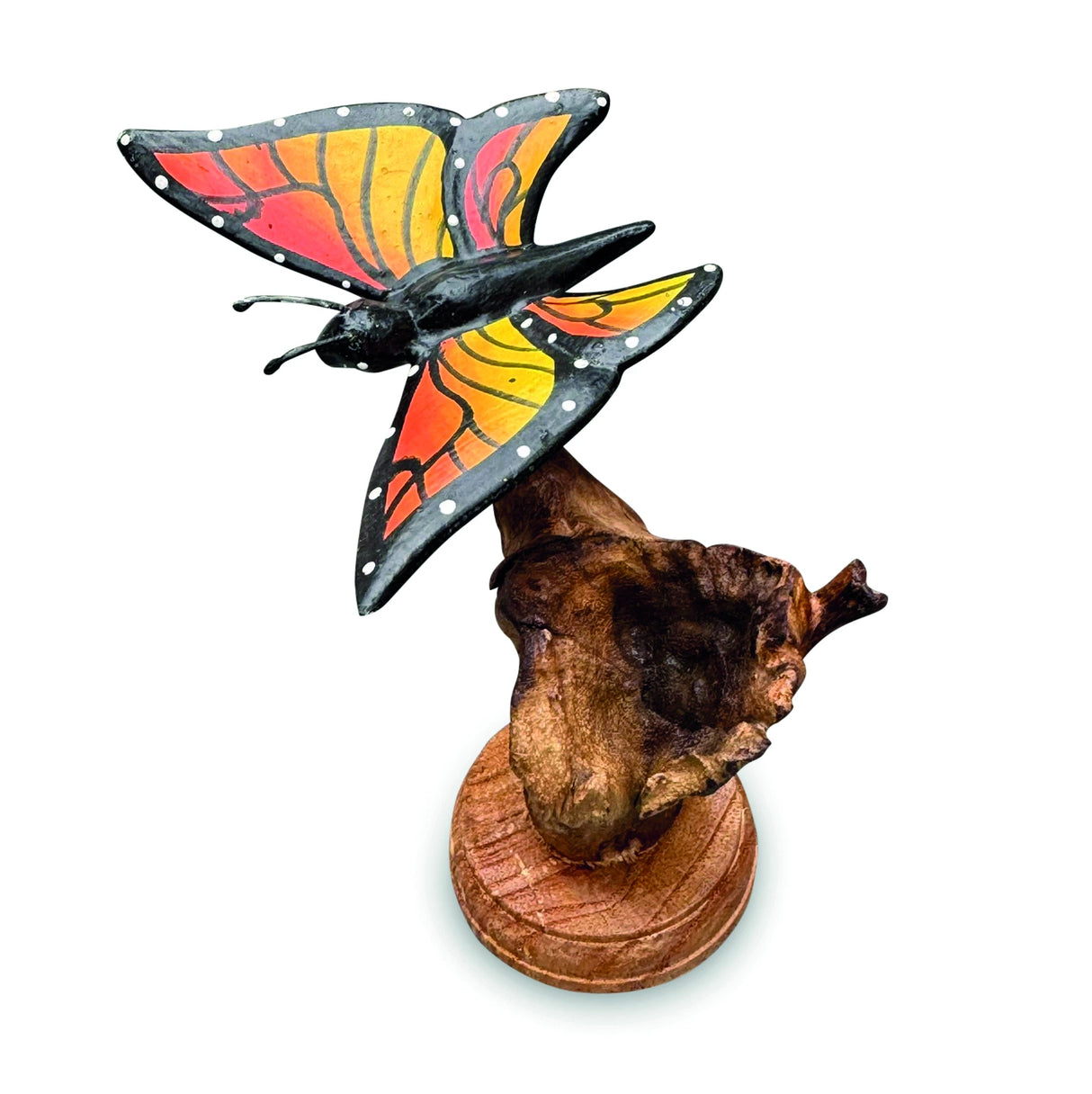 Single Monarch Butterfly On Driftwood H12cm