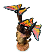 Double Monarch Butterfly On Driftwood H17cm