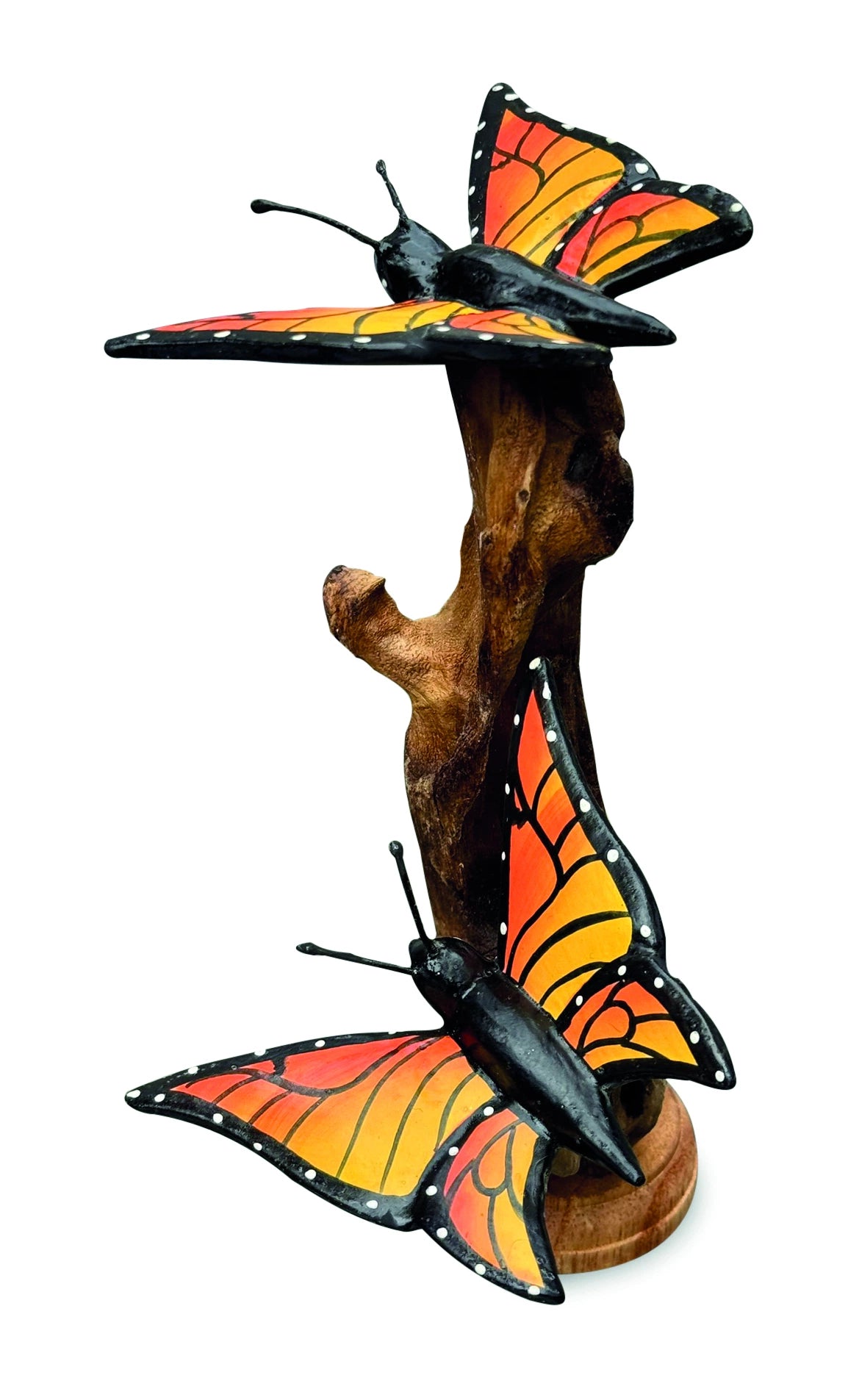 Double Monarch Butterfly On Driftwood H17cm