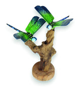 Double Emperor Dragonfly On Driftwood H18cm
