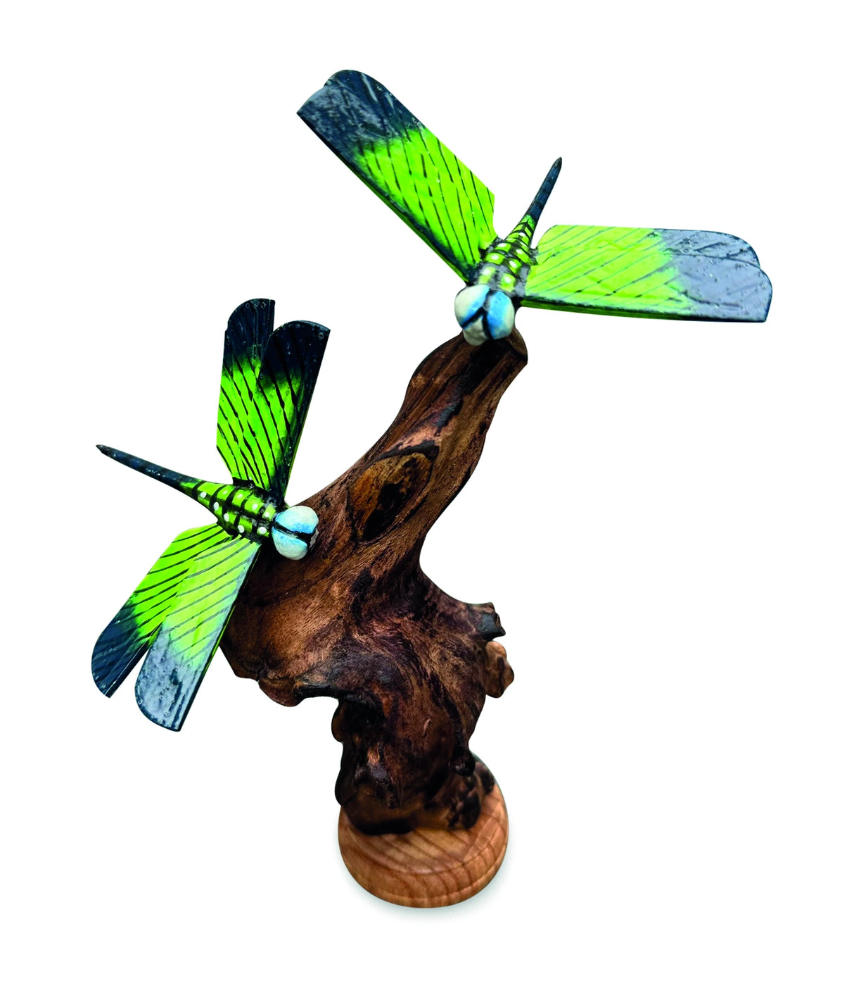 Double Emperor Dragonfly On Driftwood H18cm