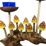 8 Pointed Yellow Cap Mushrooms With Double Candle Holder