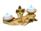 3 Pointed Yellow Cap Mushrooms With Double Candle Holders Low