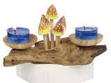 3 Pointed Yellow Cap Mushrooms With Double Candle Holders Low