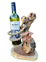 Driftwood Wine Bottle Holder With Mushroom Forest