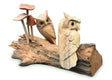 Twin Owls In Mushroom Garden