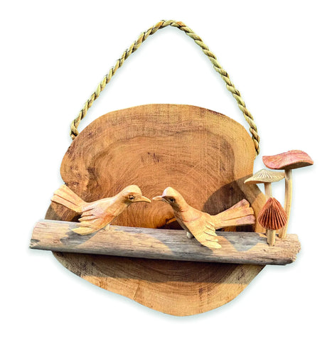 SUNSET BIRDS WITH MUSHROOM CLUSTER