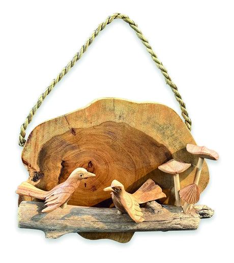 SUNSET BIRDS WITH MUSHROOM CLUSTER