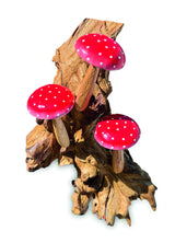 RED WALL HANGING 3 MUSHROOMS SCULPTURE