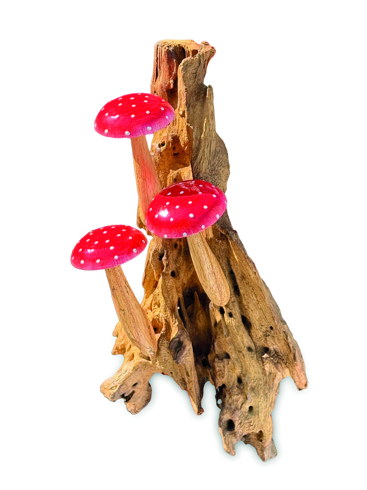 Red Wall Hanging 3 Mushrooms Sculpture