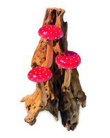 Red Wall Hanging 3 Mushrooms Sculpture