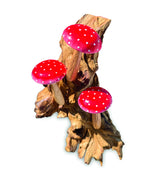 Red Wall Hanging 3 Mushrooms Sculpture