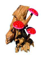 RED WALL HANGING 3 MUSHROOMS SCULPTURE