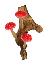 RED WALL HANGING 3 MUSHROOMS SCULPTURE