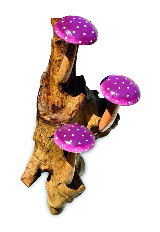 Violet Wall Hanging 3 Mushrooms Sculpture