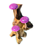 VIOLET WALL HANGING 3 MUSHROOMS SCULPTURE