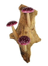VIOLET WALL HANGING 3 MUSHROOMS SCULPTURE