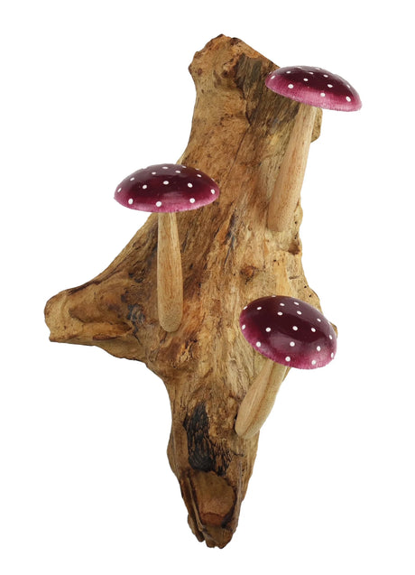 VIOLET WALL HANGING 3 MUSHROOMS SCULPTURE