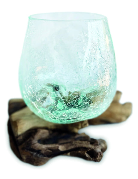 CRACKLE GLASS BOWL 17 CM