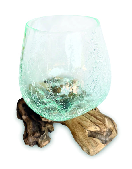 CRACKLE GLASS BOWL 17 CM