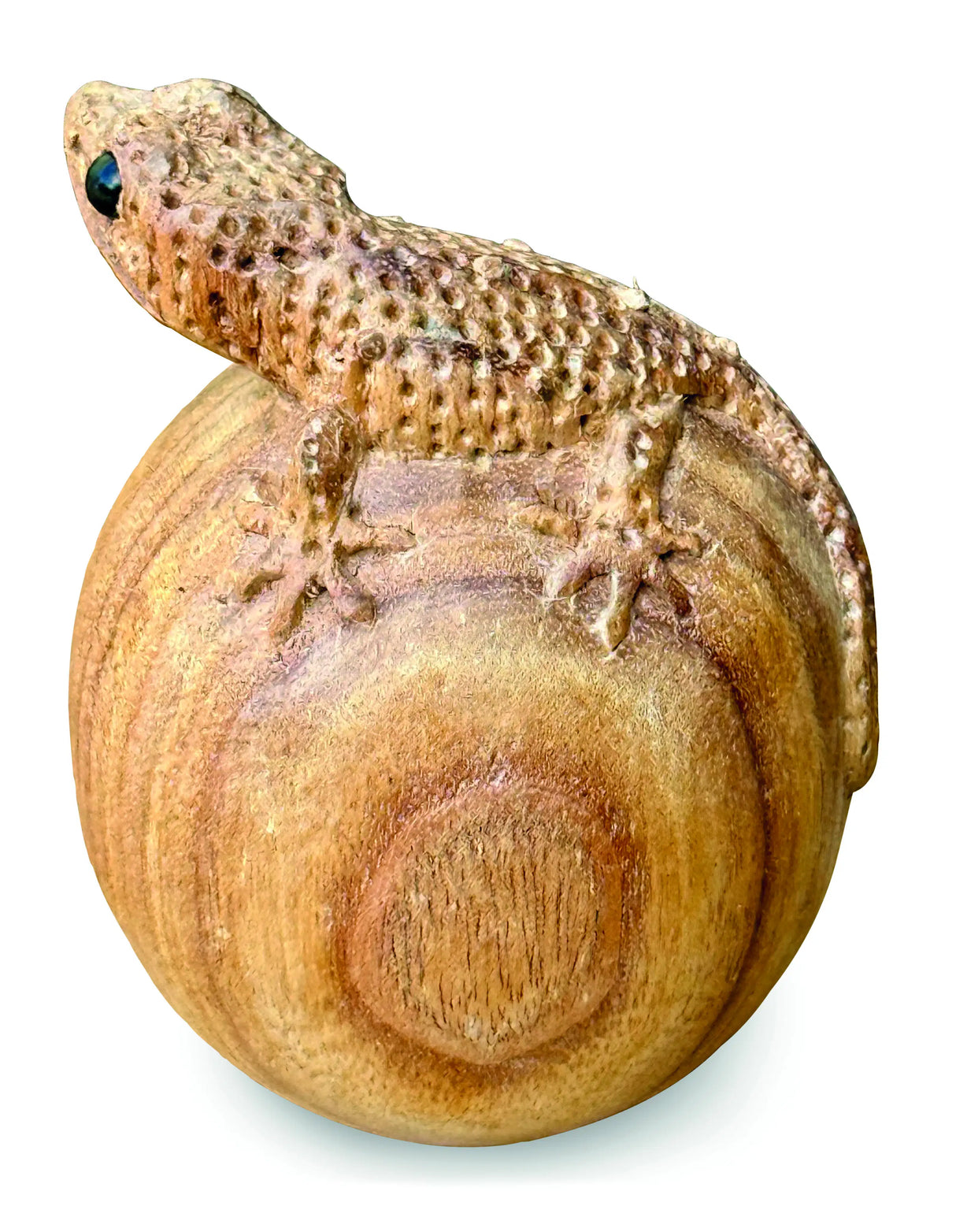 Hand-Carved Gecko On Egg Large 13cm