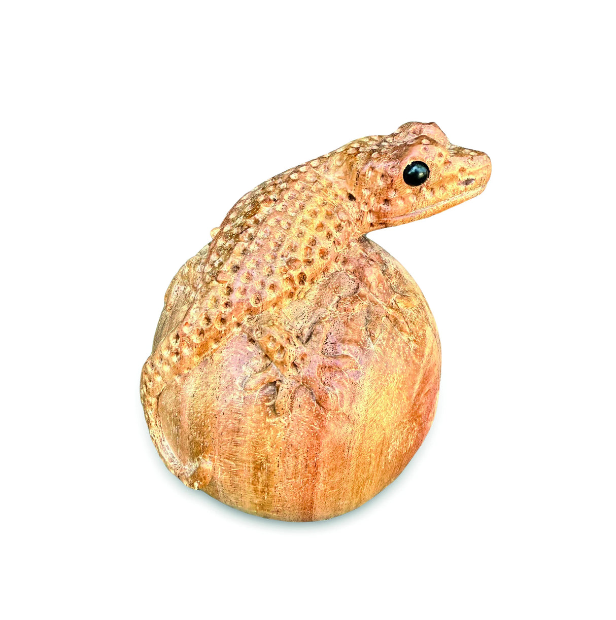 Hand-Carved Gecko On Egg Small 10cm